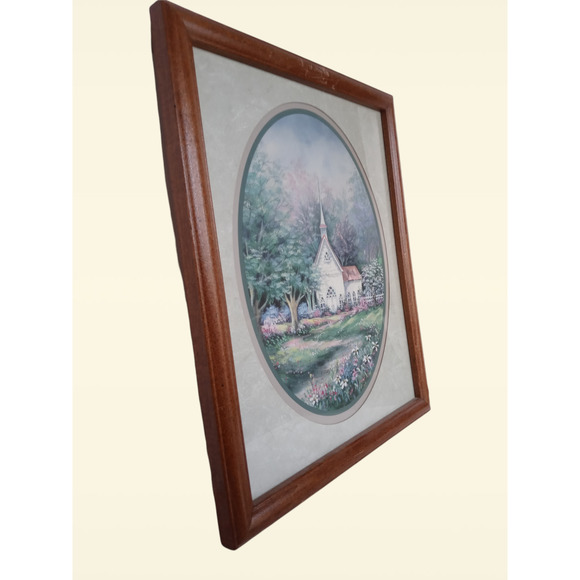 Home Interiors Pastoral Scene Art Print with Brown Frame - Picture 3 of 6